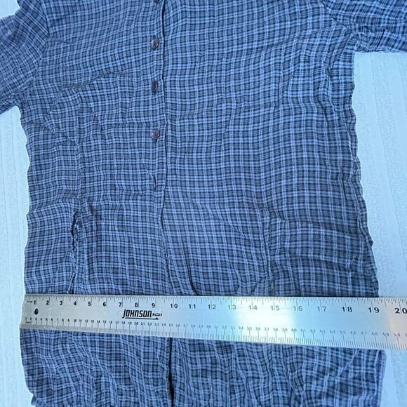 Fine Line Womens Small Plaid Half Button Long Sleeve Shirt Tunic Top Casual - Picture 6 of 8